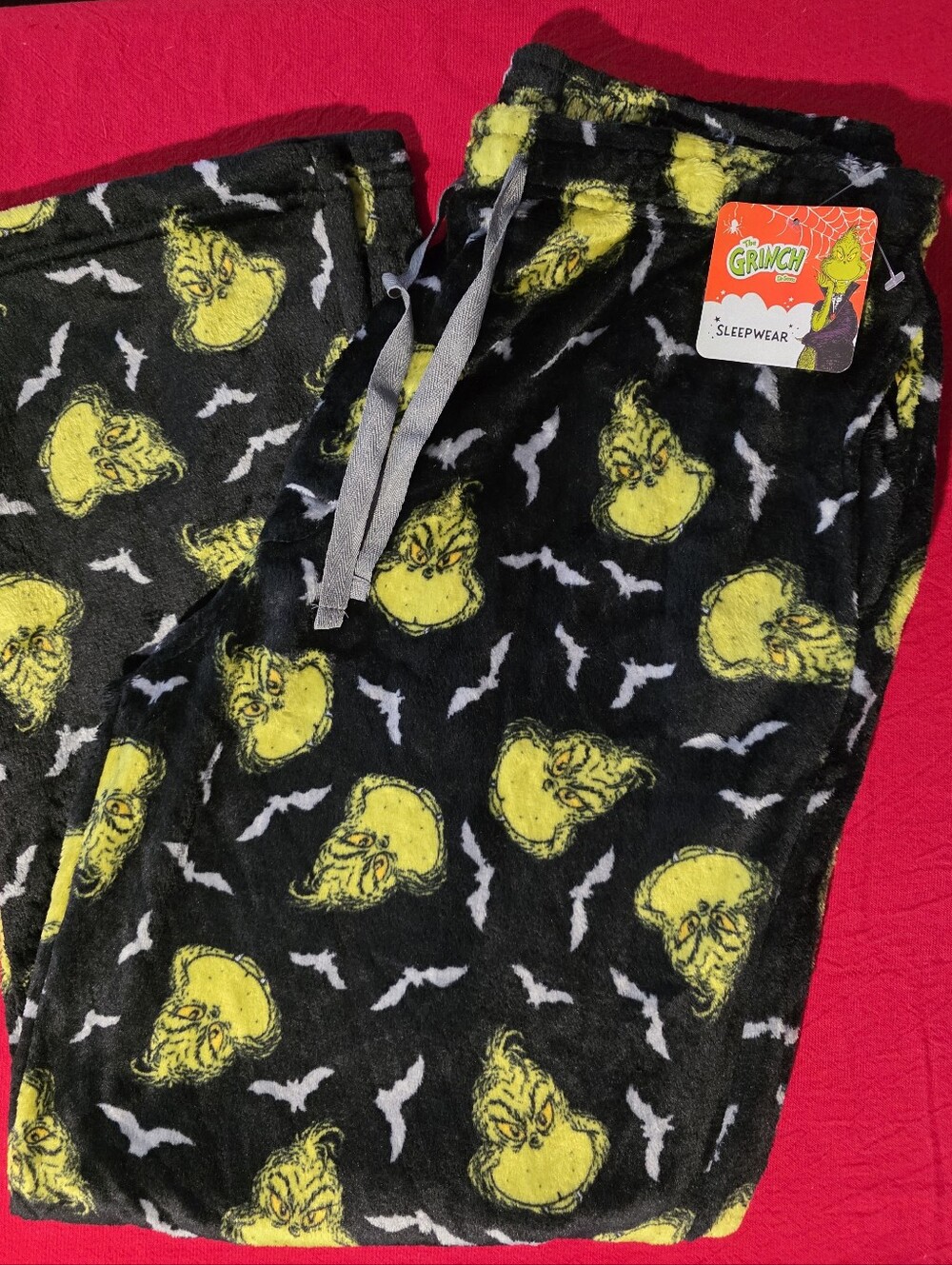 The Grinch Men’s Halloween Plush Pajama Pants - Black & Green